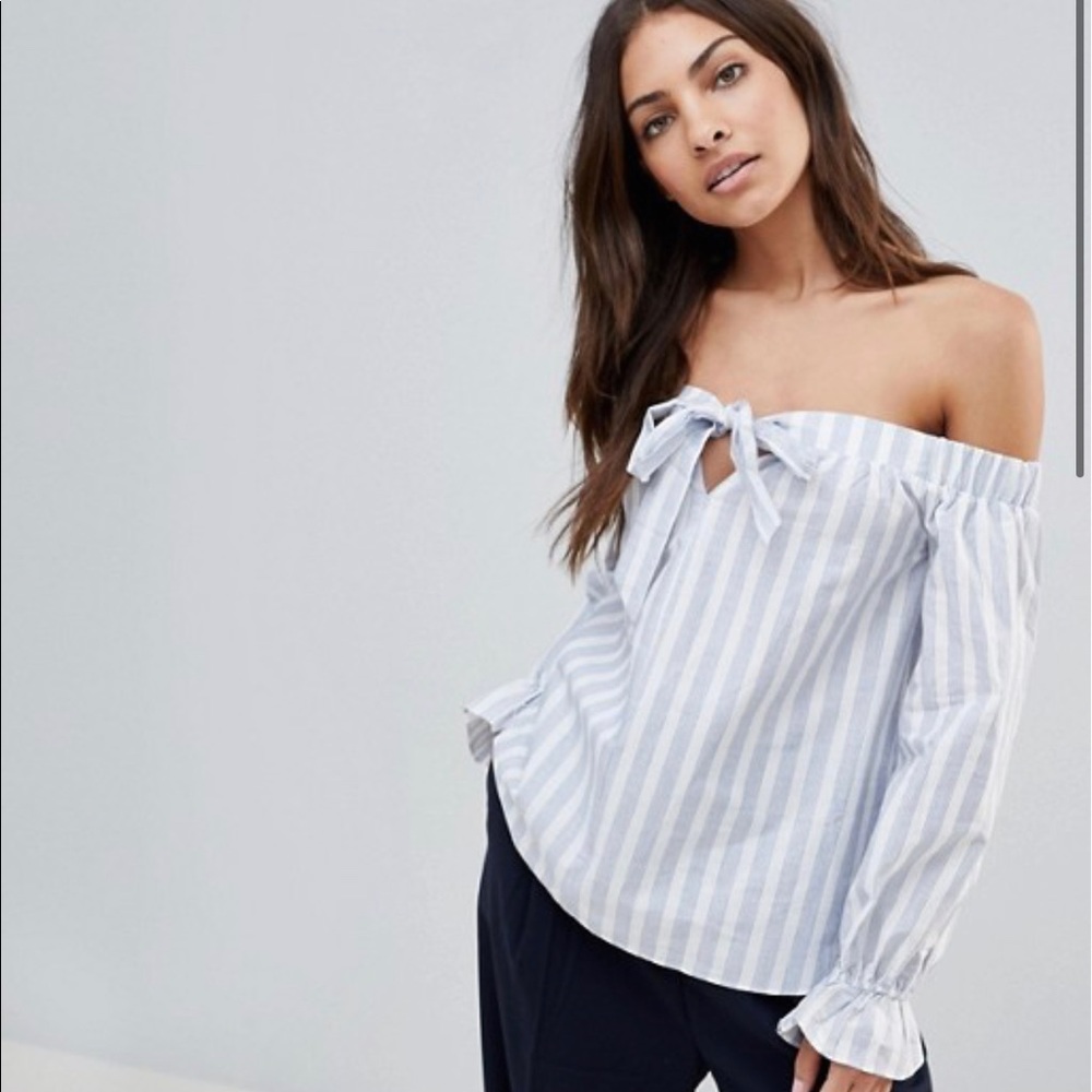 English Factory Off the Shoulder Striped Top